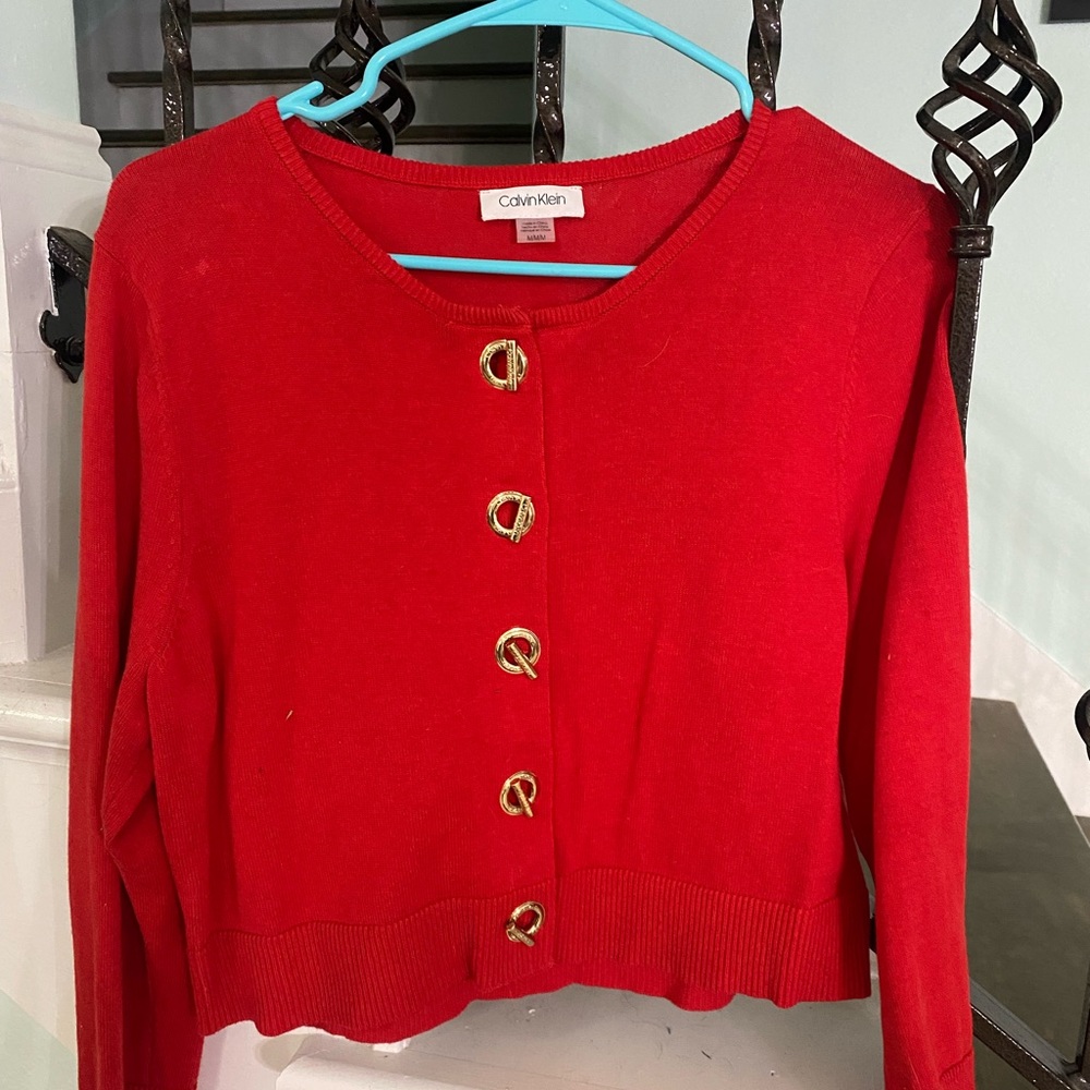 Red Calvin Klein Gold Decor Shirt